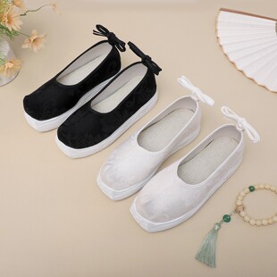 四厘米 新低汉服鞋表演拍摄纯色国风古装淡雅舞台绣花布鞋