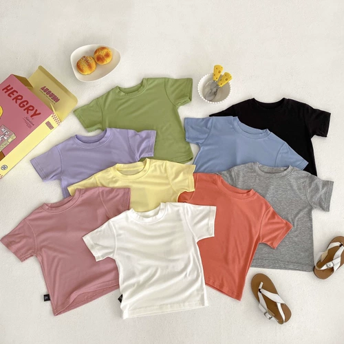 Летняя детская футболка с коротким рукавом, эластичная приятная телу маска для лица, короткий рукав, в корейском стиле, новая коллекция