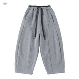 女童加绒卫裤2025年秋冬新款拼腰阔腿裤中大童休闲弯刀裤外出长裤，童装裤子，祺儿童装