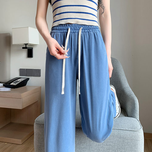 休闲大码宽松直筒牛仔裤