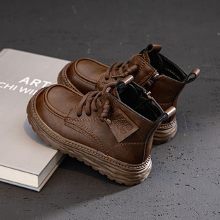 防滑儿童马丁靴2025冬季新款二棉鞋女童鞋子英伦风加绒童短靴潮