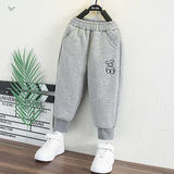 童秋冬加绒小熊裤子冬装儿童一体绒休闲卫裤中小童束脚长裤孩，童装裤子，祺儿童装