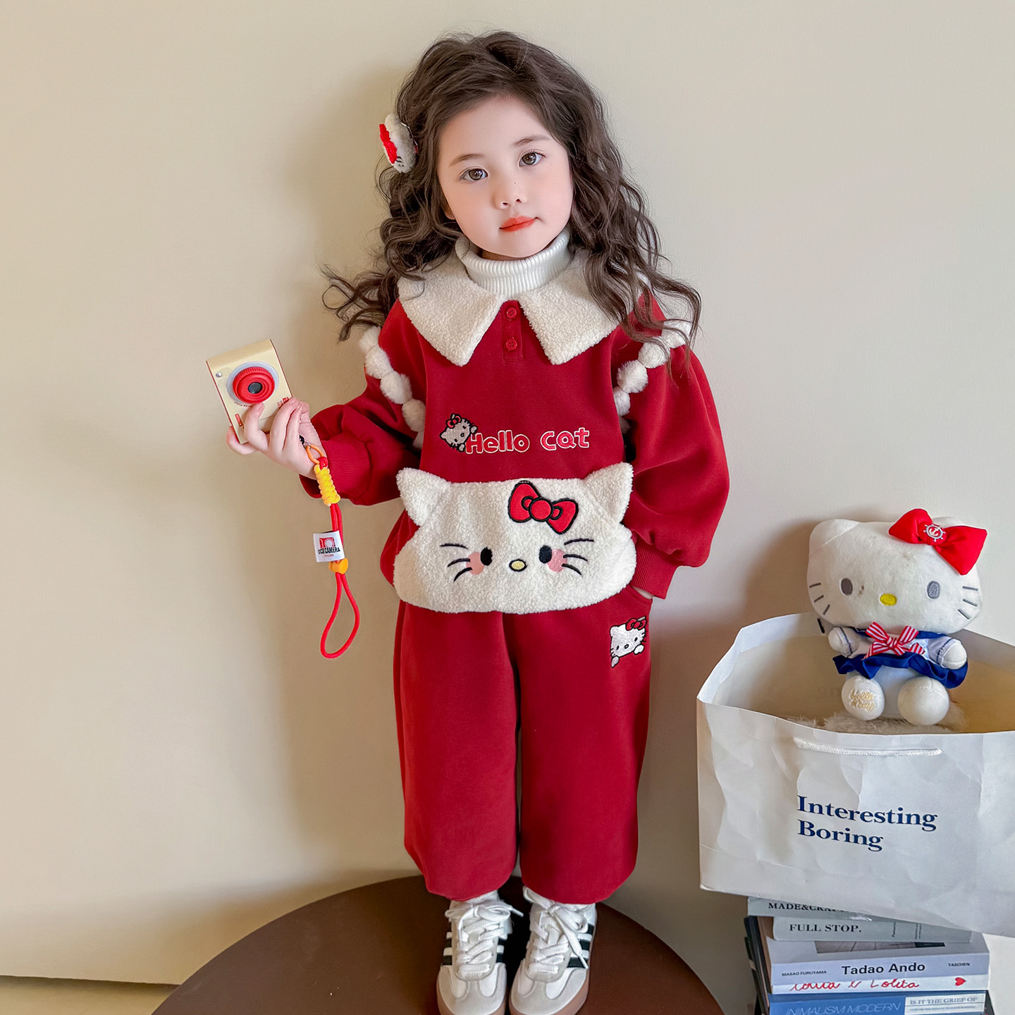 女童加绒套装秋冬装2025新款儿童加厚冬季两件套小孩洋气衣服P84，童装休闲套装，祺妙童装