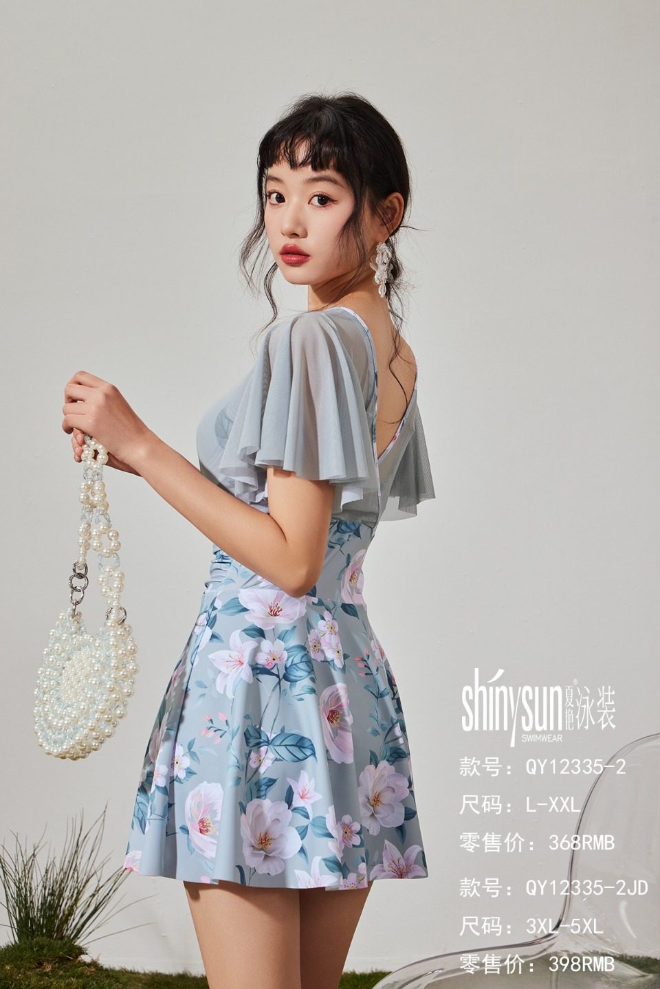 夏艳新款成人女士连体加肥胖MM泳衣加大码印花泳装12335