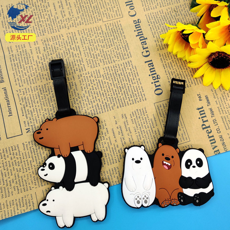 行李牌卡通吊牌创意可爱三只小熊飞机登机牌托运行李箱标签牌挂牌