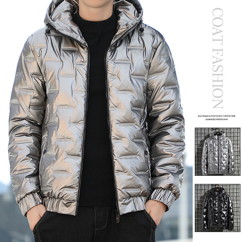 Bright cotton jacket men's slim fit short 男士薄款亮皮棉服