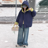 女童2025年冬季新款袖口绣花加绒棉衣女大童户外保暖时尚百搭外套，童装棉衣，祺儿童装