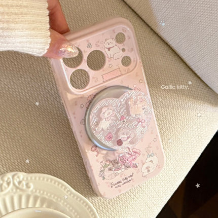 立体琉砂浮雕苹果17pm手机壳iphone16猫咪磁吸支架13防摔15适用17