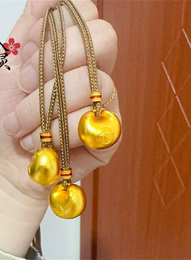 金店同款古法沙金福字小胖福吊坠时尚级感锁包项链女