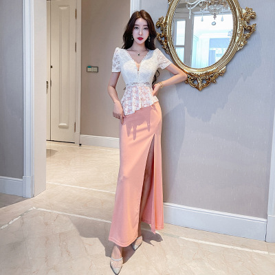 夜总会性感连衣裙露腰背带晚礼服女级感夜场柔式足浴技师服