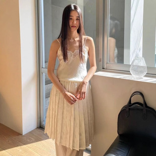 monoha现货25夏款韩国东大门修身显瘦纯色百搭蕾丝花边吊带背心女