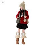 女童秋冬新款2025年小马拜年服毛衣女大童甜美姐妹装毛毛衣针织衫，童装毛衣，祺儿童装