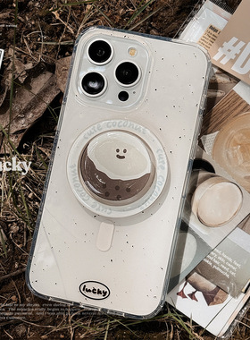 苹果13手机壳复古白色潮牌墨点ins欧美风夏天简约创意个性情侣女款高级感椰子磁吸支架iphone16promax保护套