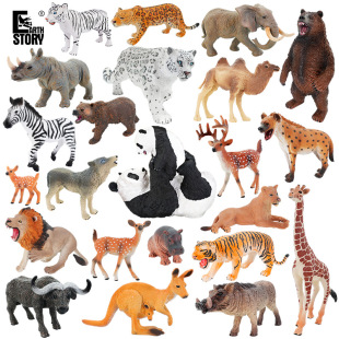 仿真动物模型实心塑胶熊猫老虎狮子大象棕熊长颈鹿牛雪豹玩具 包邮