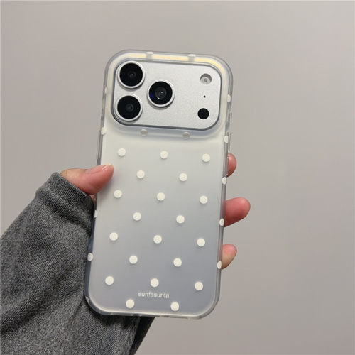 【MU MU MU】简约级双层波点适用苹果iPhone15适用苹果17/16PROMAX手机壳韩