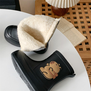 Capybara children's fleece lined rain boots waterproof shoes