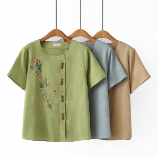 T恤衫 2025夏季 200斤天骄一生水全纯棉短袖 女装 上衣3048 加肥加大码