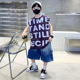 儿童装童夏装套装2025新款夏季孩运动中大童夏款无袖款酷帅潮，商品下架区，祺妙童装