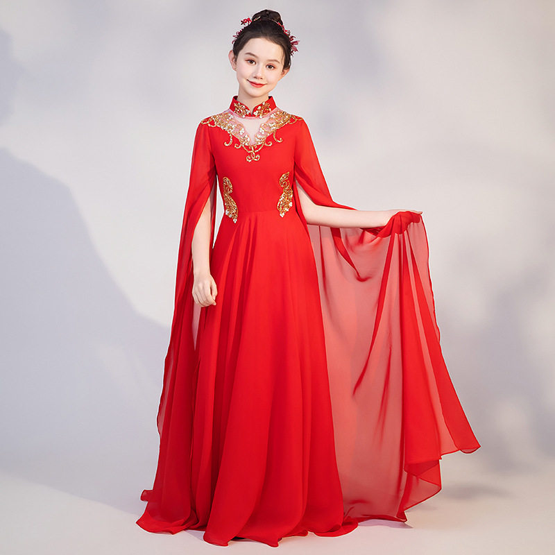 2024新款中国风女童弹古筝演出服儿童民乐演奏大合唱童礼服主持人,童装/婴儿装/亲子装,汉服,淘宝优惠券,粉丝福利购,淘宝优惠卷