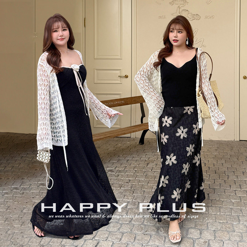happyhut加肥加大码女装200斤胖mm法式开衫外搭系带镂空针织开衫