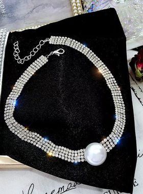 锁骨链女短款脖子饰品颈带项圈网红简约时尚个性珍珠闪钻ins项链