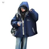 女童2025年冬季新款前片格子布拼接蝴蝶结棉袄女大童冬装加绒外套，童装棉衣，祺儿童装