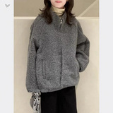 女童毛毛衣外套2025年秋冬新款中大童韩系夹克衫冬装外出立领上衣，童装外套，祺儿童装