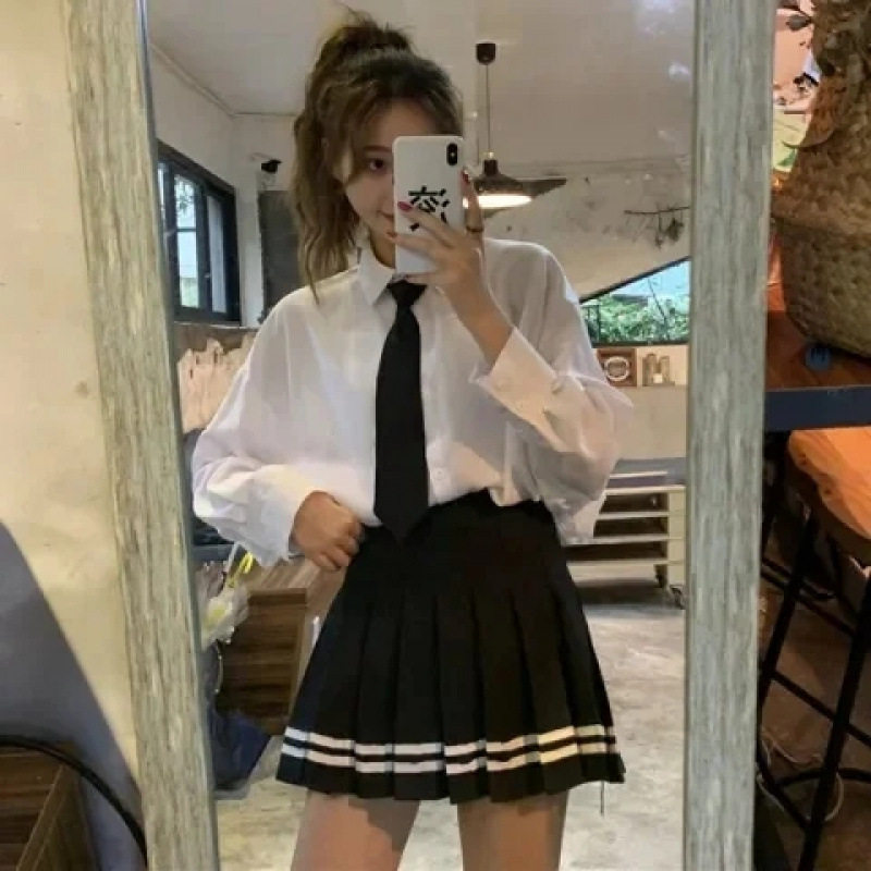安全裤+拉链纽扣超好看百褶裙JK制服裙子半身裙女春夏学院风短裙