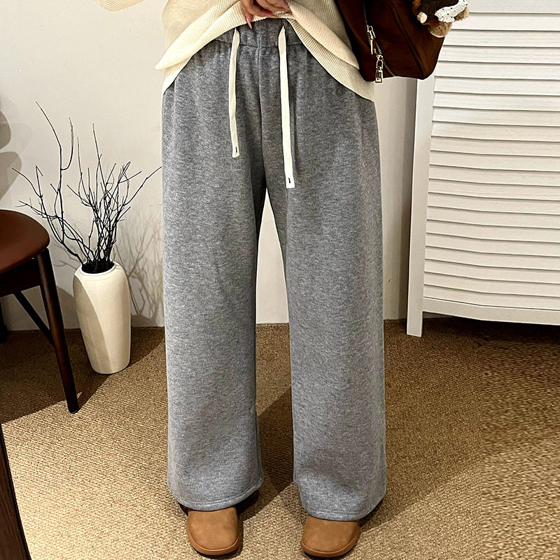 新款大码女装松紧腰休闲裤女裤子2025冬胖mm宽松阔腿直筒裤NK1085