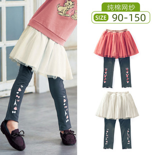 千趣家春秋季女童裙裤女假两件打底裤休闲日系套裤纯棉弹力千家