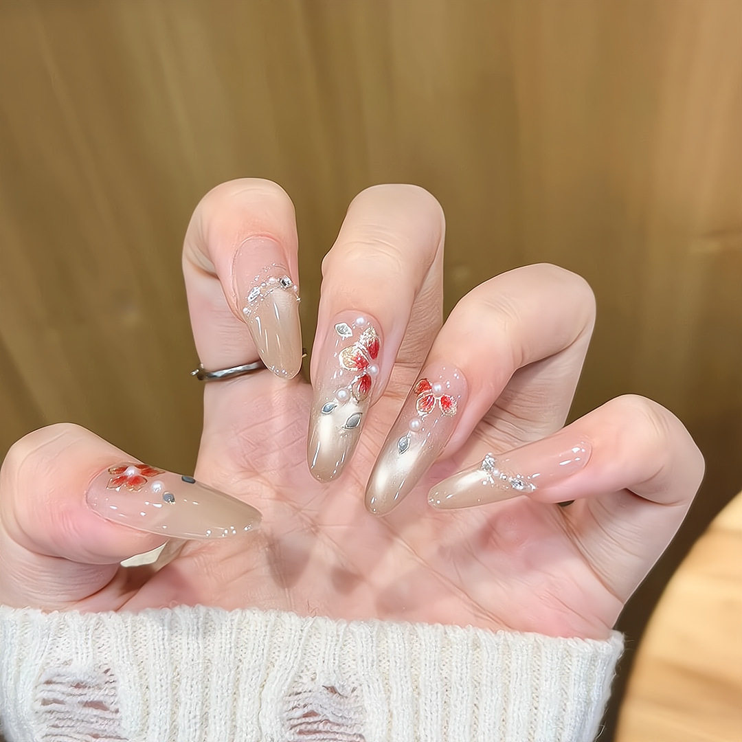 穿戴甲26新款美甲温柔纯欲芙蓉拌荷新中式国风彩绘显白级感纯手工,彩妆/香水/美妆工具,穿戴甲/甲片,淘宝优惠券,粉丝福利购,淘宝优惠卷