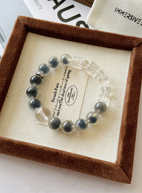 【方糖生巧】天然白水晶手串小众原创设计轻奢糖心玛瑙手链复古风