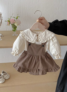 棉爬服2025女童背带裙套装否秋季