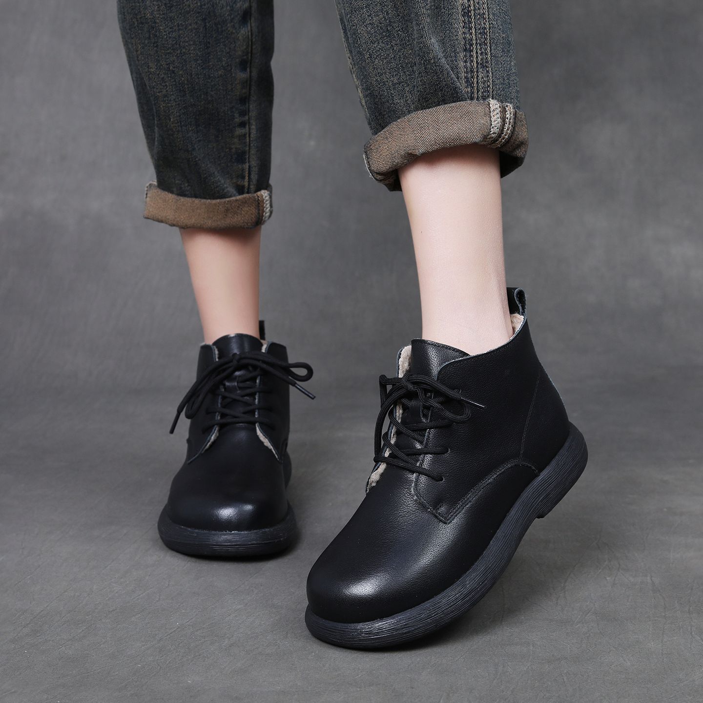 头层牛皮马丁靴软底防滑冬季