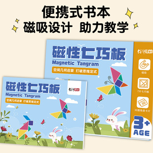 亲子游戏儿童早教启蒙玩具益智3-8岁彩色磁性七巧板拼图几何积木