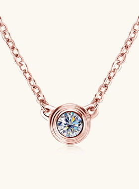 时尚简约莫桑石吊坠小众设计感小飞碟项链女生气质百搭莫桑石项链