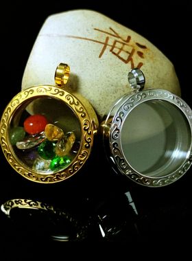 【彦萱】嘎乌盒 唐卡朱砂晶石挂件吊坠钛钢祥云山鬼花钱盒子佛盒