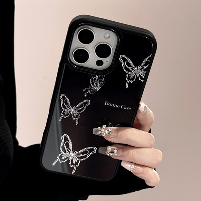 AceCase鎏金ins蝴蝶iphone16苹果15promax手机壳13暗黑14玻璃12小众适用16plus硬