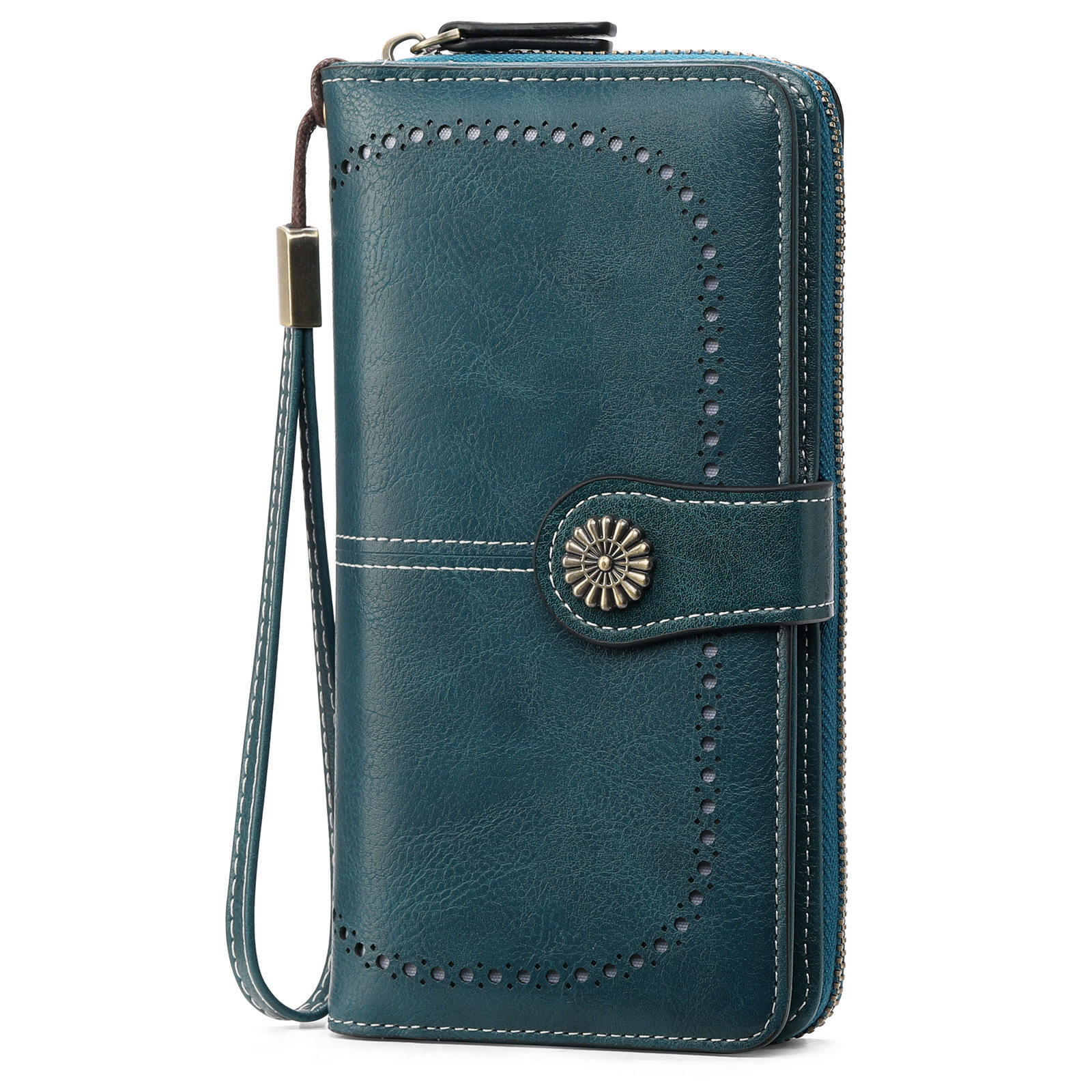 欧美2026新款油蜡皮女士钱包复古皮夹欧美大容量长款零钱包包现货