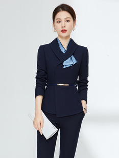 高级感配丝巾长袖 职业工作服气质女商务正装 销售服 套装 高端职业装