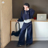 女童运动套装2025秋季新款中大童假两件卫衣阔腿裤绣花两件套春秋，童装休闲套装，祺儿童装