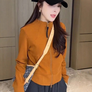 立领无帽短款卫衣女款春秋季2025新款爆款时尚洋气拉链外套上衣女