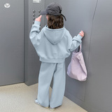 女童运动套装2026件春季新款中大童短款连帽外套阔腿裤两件套洋气，童装休闲套装，祺儿童装