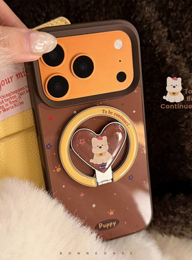 AceCase巧克力小狗iPhone15苹果17promax适用16手机壳14复古棕13磁吸支架12卡通11