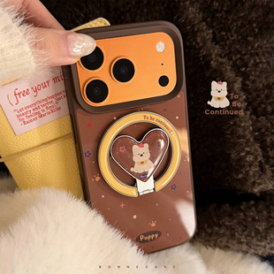 AceCase巧克力小狗iPhone15苹果17promax适用16手机壳14复古棕13磁吸支架12卡通11