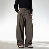 休闲裤春夏款老钱风西裤肌理感廓形宽松直筒长裤子OK2543-P54控88，男装西裤，电商A362