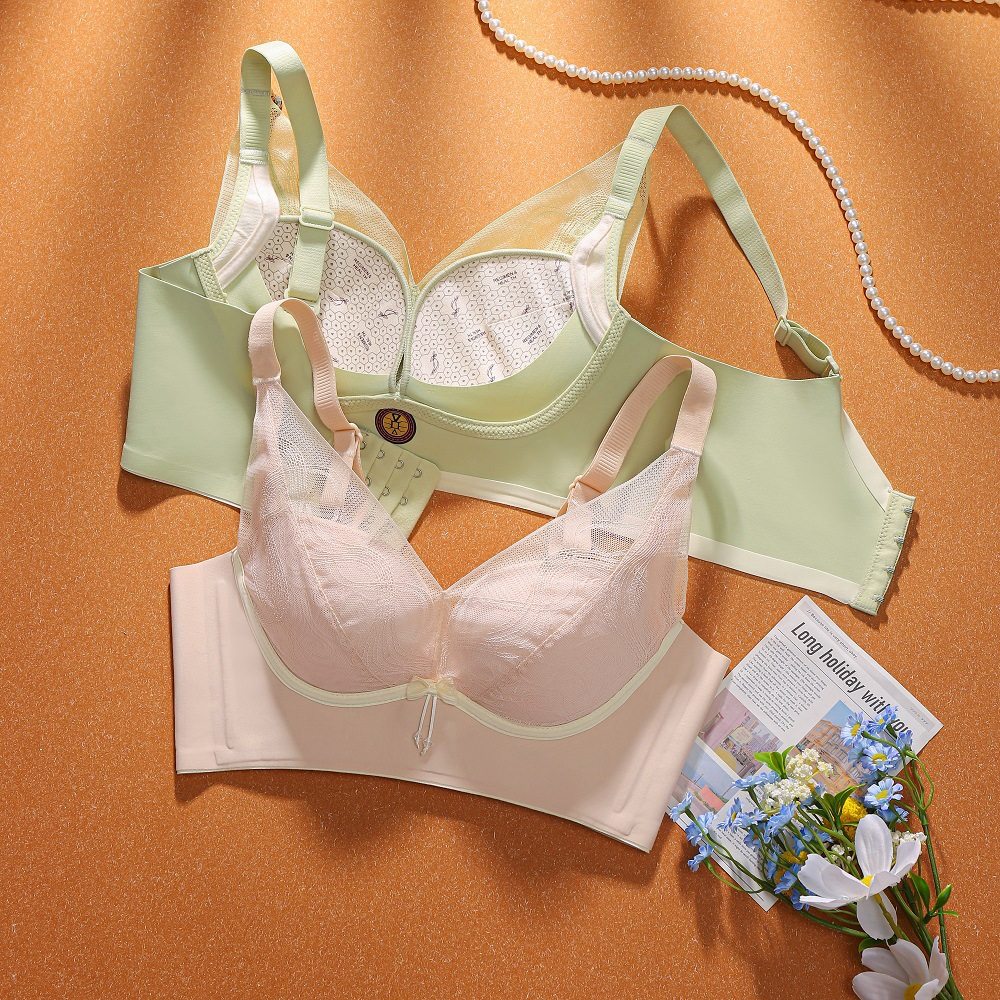 美容院量子芯片人参纤维温变内衣透气杯无钢圈调整型收副乳文胸罩