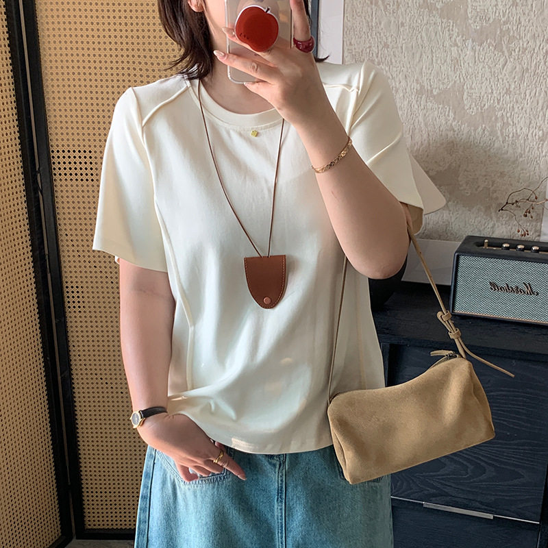 2026春季新款衣服大码女胖mm韩版气质设计感图标圆领T恤短袖上衣