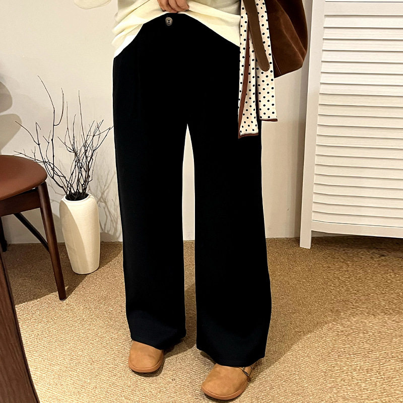 乃粒大码休闲裤宽松阔腿裤2025冬新款胖mm百搭直筒裤女西裤NK1300