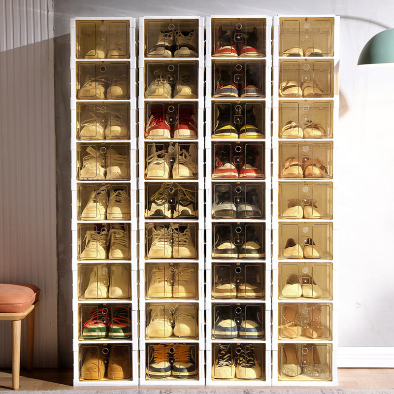 免安装鞋盒夹缝鞋子收纳盒透明AJ短靴可折叠鞋柜客厅塑料鞋子收纳